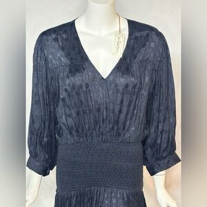 Jen’s Pirate Booty Size Medium Black V-Neck Dress with Textured Details